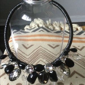 NWT BRAND NEW Statement Necklace Chocker Black w/Clear Accents
